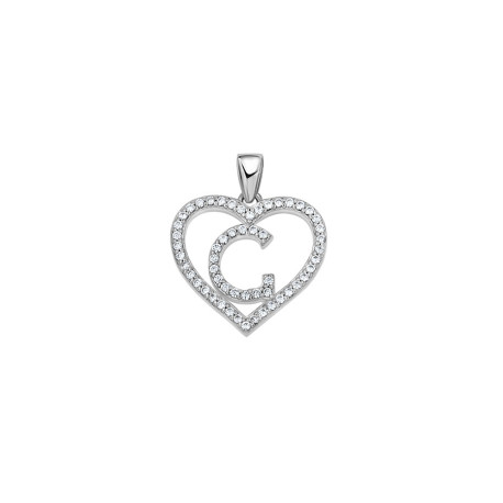 925 Sterling Silver Womens Cubic Zirconia Initial Letter G Heart Charm