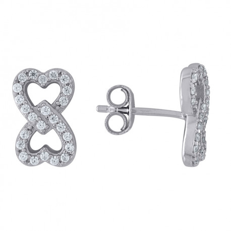 925 Sterling Silver Infinity Heart 1.87Gm Womens Cubic-Zirconia Stud Earrings
