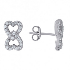 925 Sterling Silver Infinity Heart 1.87Gm Womens Cubic-Zirconia Stud Earrings