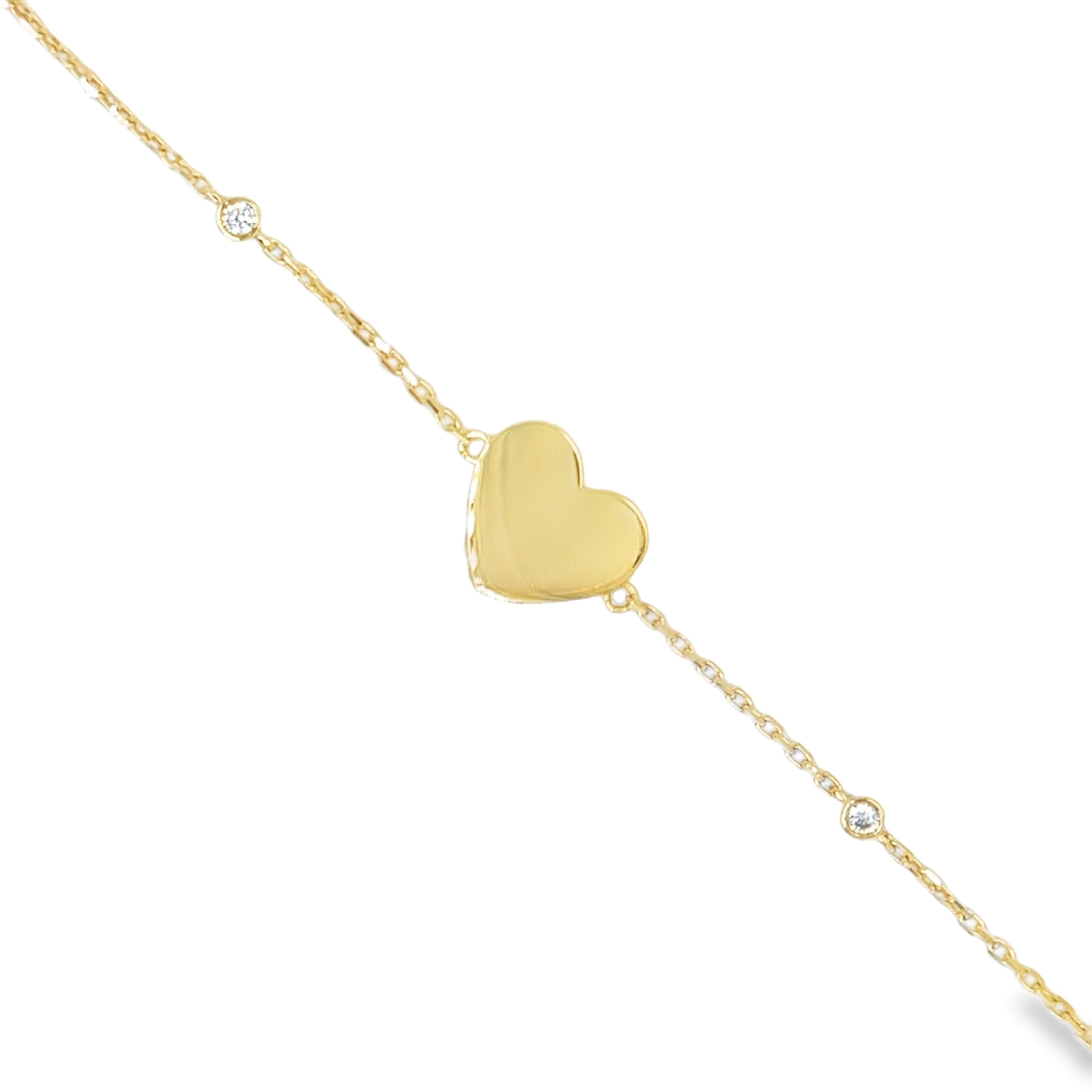 10KT Yellow Gold Engraveable Heart Bracelet (FREE ENGRAVING)