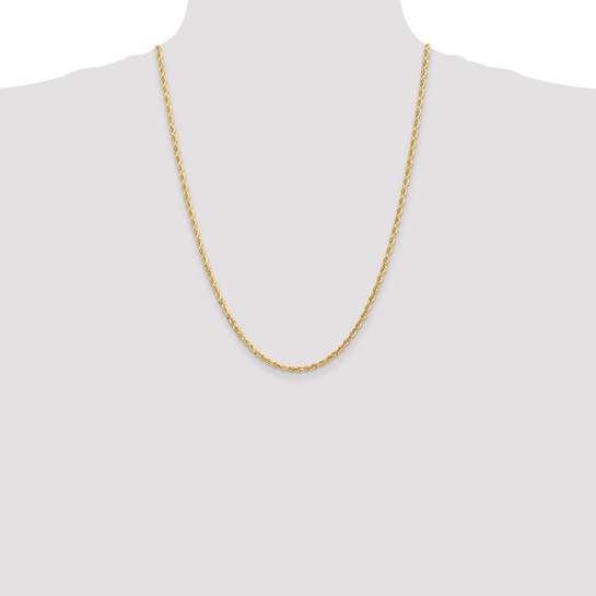 10KT Gold 3MM Solid Rope Chain 24 Inches