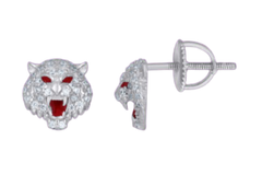 925 Sterling Silver Lion Head Earrings