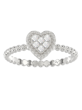 LADIES RING 0.10CT ROUND DIAMOND IN STERLING SILVER