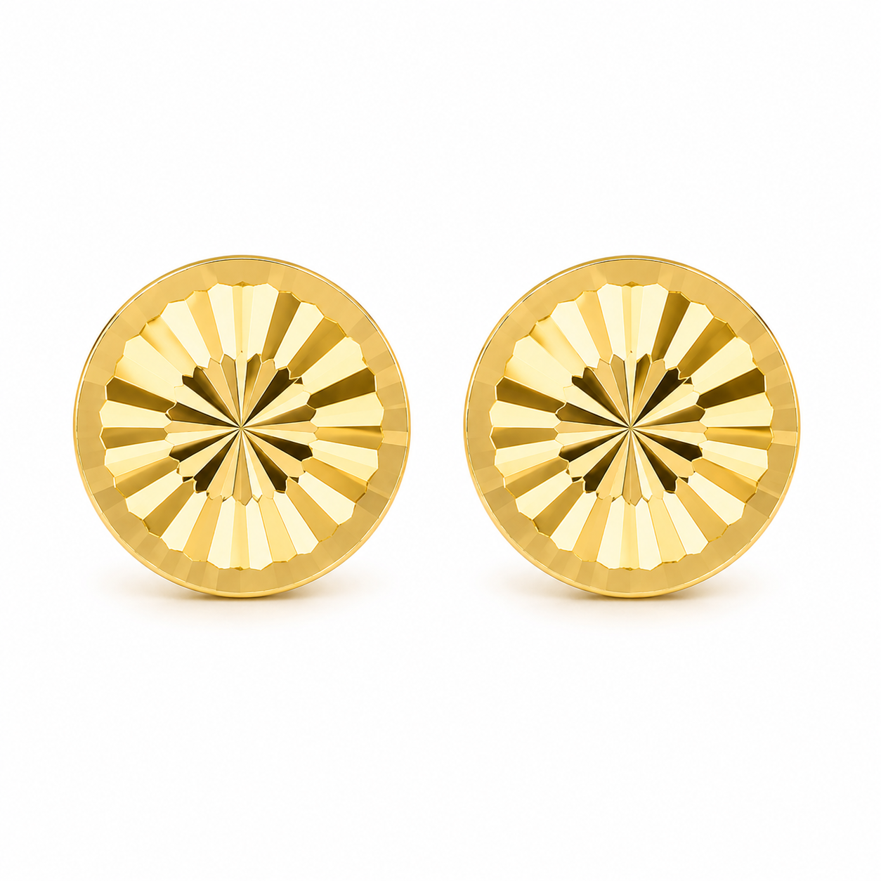 10KT Gold 6MM Half Diamond Cut Ball Stud Screwback Earrings