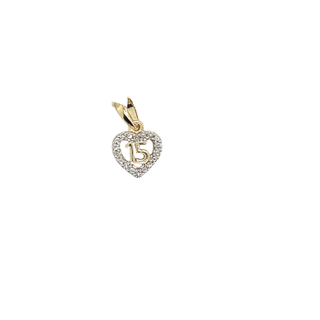 10KT YELLOW GOLD 0.05 CTTW DIAMOND QUINCEAñERA PENDANT
