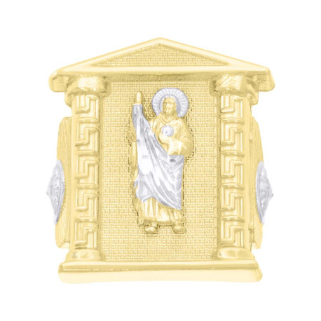 10kt Gold Mens St. Jude San Judas Chapel Ring with Medusas on Sides