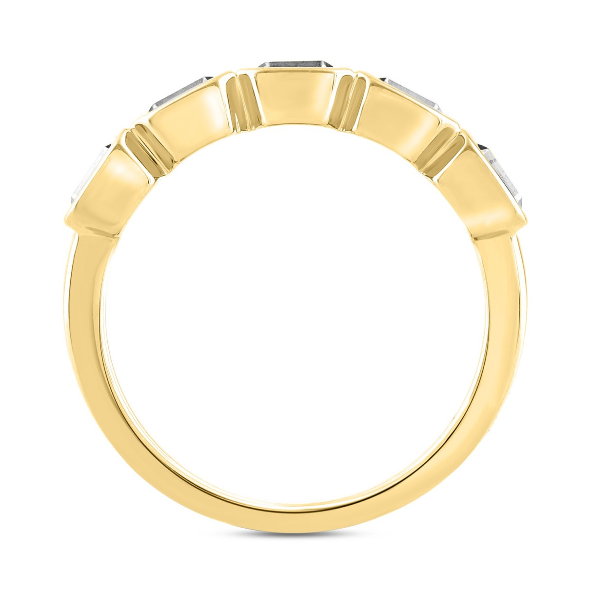 LADIES BAND 1CT EMERALD LAB DIAMOND 14K YELLOW GOLD