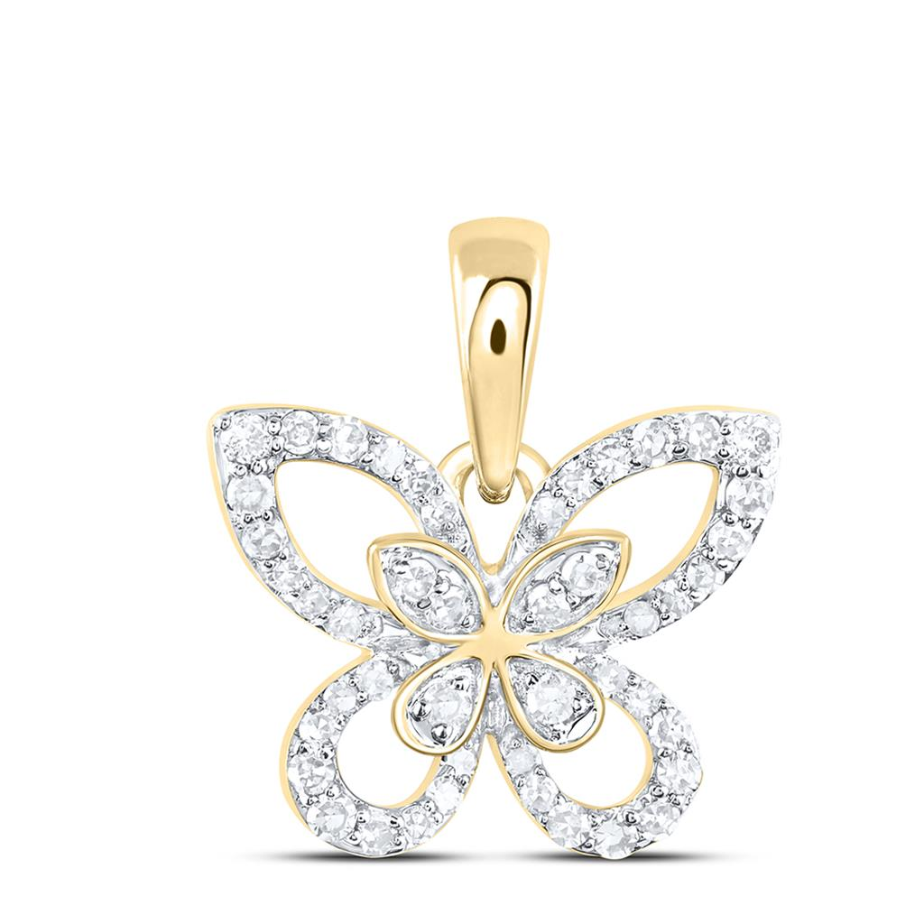 10KT GOLD 1/6 CTW GENUINE DIAMOND BUTTERFLY PENDANT