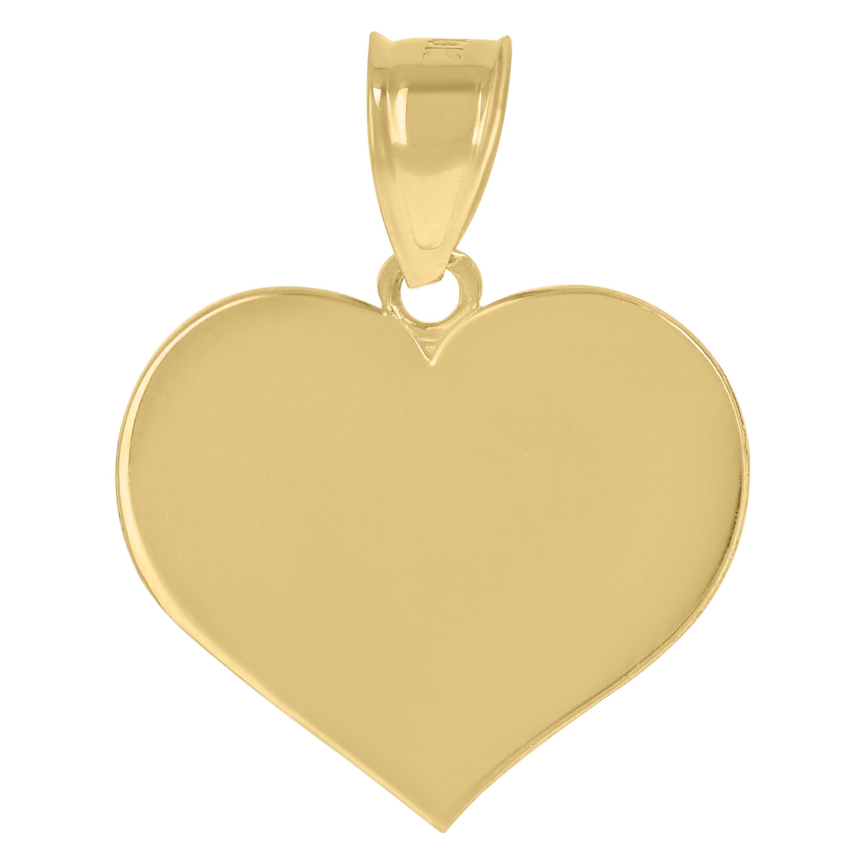 10kt Yellow Gold Unisex Engraveable Flat Heart Charm Pendant 22MM with