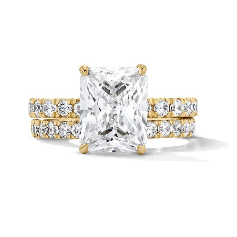 6.37CTTW Certified Lab-Created Emerald Cut Diamond Engagement Ring and
