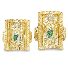 10KT Gold San Judas Greek Border Chino Bar Small Ring