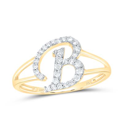 1/5CTW-NAT DIA NK GIFT INITIAL "B" LADIES RING