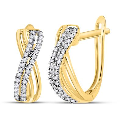 10k Yellow Gold Round Diamond Hoop Earrings 1/5 Cttw