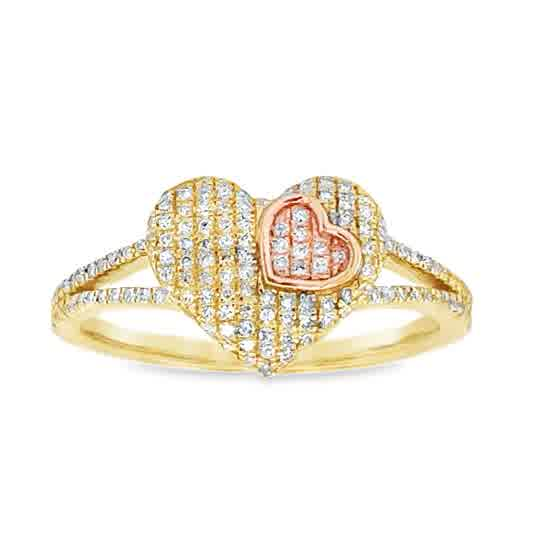 10KT 0.23CT DIAMOND DOUBLE HEART RING