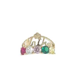 10KT YELLOW GOLD MOTHER 4 BIRTHSTONES RING
