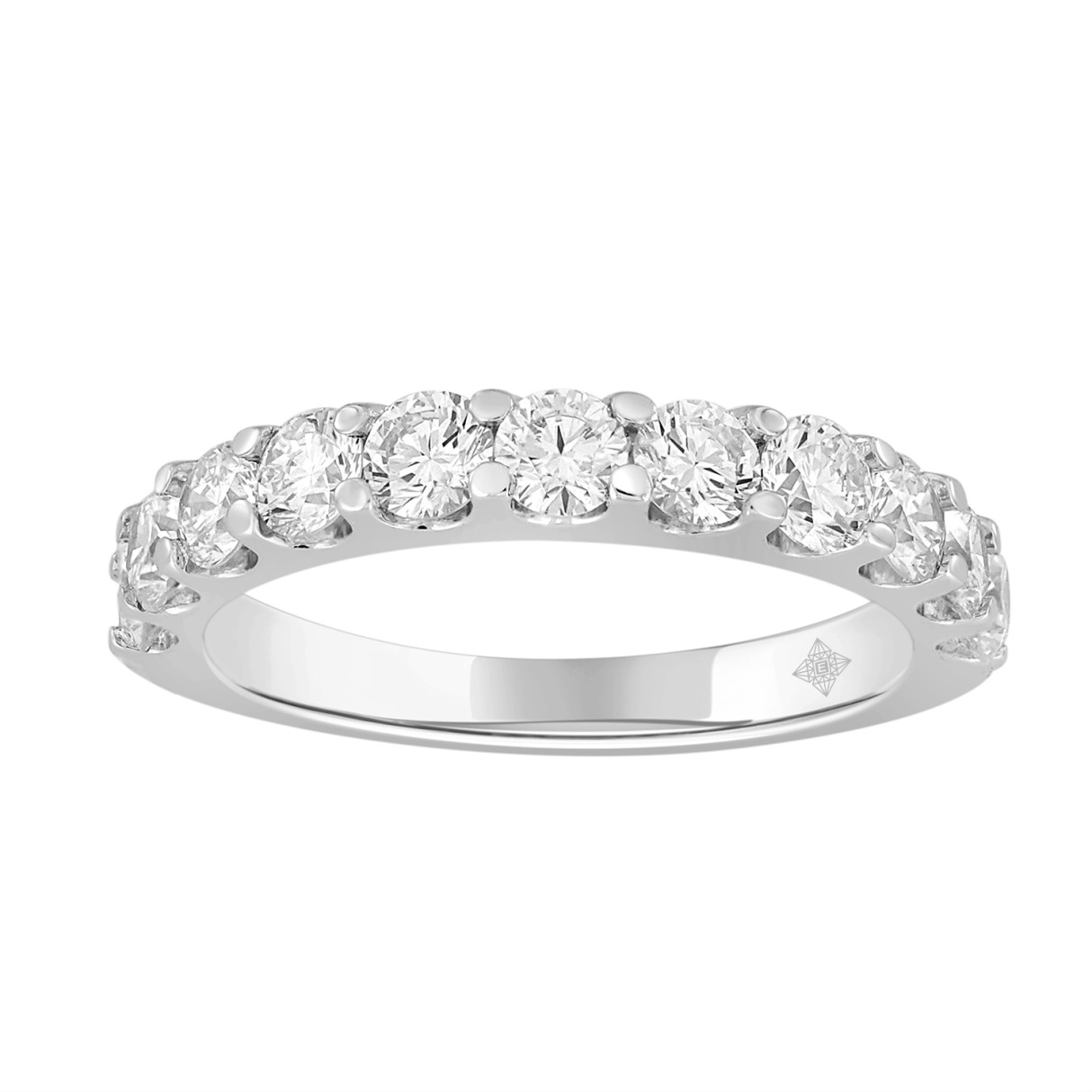 LADIES BAND 1CT ROUND LAB DIAMOND 14K WHITE GOLD