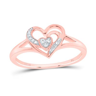 10KT ROSE GOLD 1/20CTW NATURAL DIAMOND HEART RING