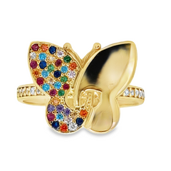 10KT Gold Multicolor Butterfly Ring FREE ENGRAVING