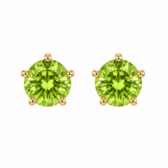 10KT Gold 5MM Peridot CZ August Birthstone Stud Earrings with Screwback Ball