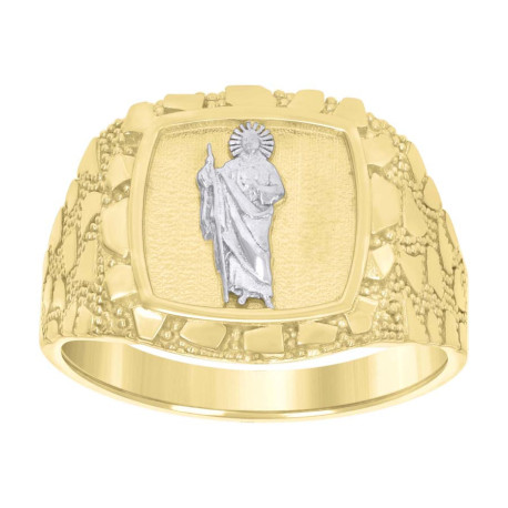 10kt Gold Mens St. Jude San Judas Nugget Ring