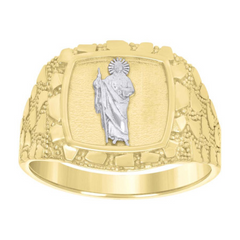 10kt Gold Mens St. Jude San Judas Nugget Ring