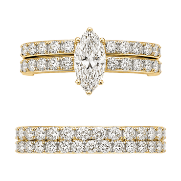 14KT Yellow Gold 2.85CTTW Certified Lab-Created Marquise Wedding Trio