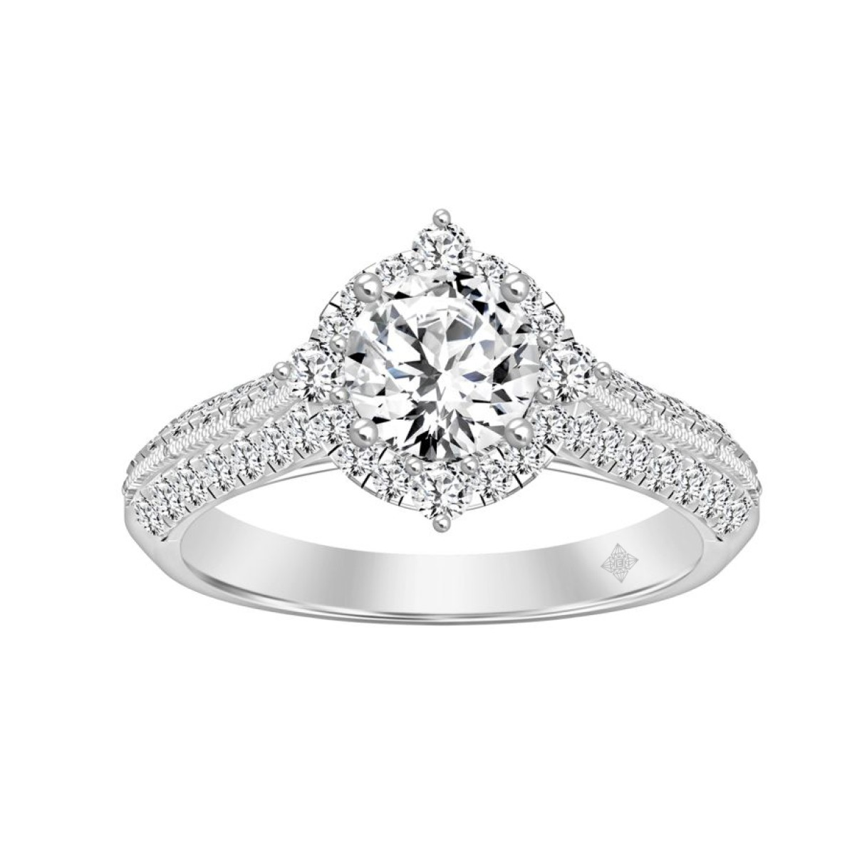 LADIES RING 1 3/4CT ROUND DIAMOND 14K WHITE GOLD (CENTER STONE ROUND DIAMOND 1CT )