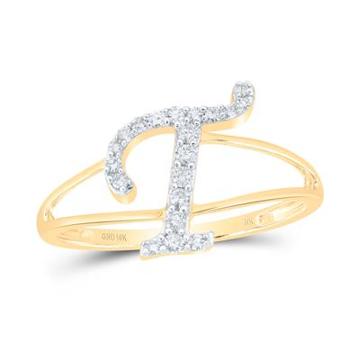 1/6CTW-NAT DIA NK GIFT INITIAL "T" LADIES RING