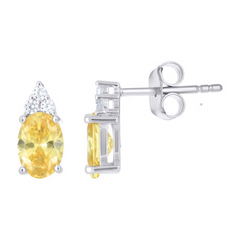 925 Sterling Silver Womens Yellow White Oval Round Cubic-Zirconia Oval