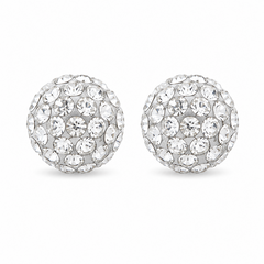 10KT Gold 7MM White Crystal Ball Stud Earrings with Screwback Ball