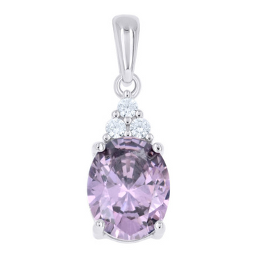 925 Sterling Silver Womens Purple White Oval Round Cubic-Zirconia Oval