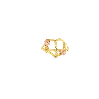 10KT GOLD HEARTI INITIAL "I" RING WITH FLOWERS