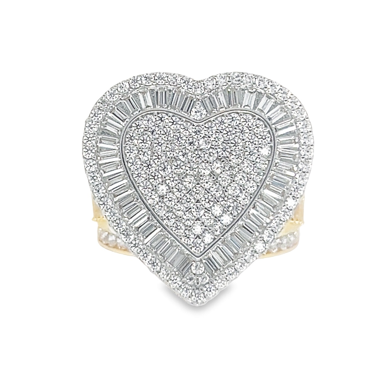 10KT Gold 22MM Heart Ring with CZ Size 9