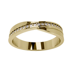 10KT Yellow Gold 4MM Wedding Band with Cubic Zirconias