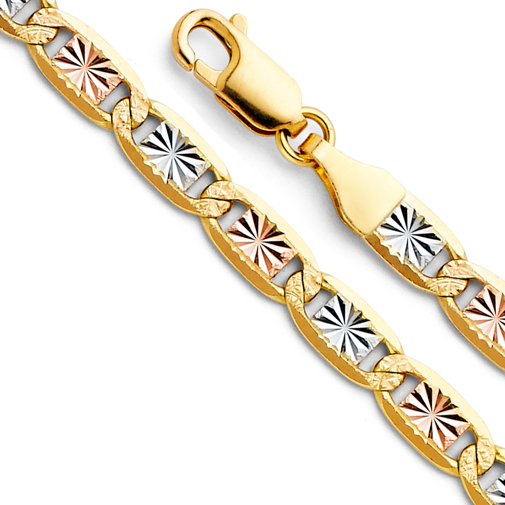 10KT Gold Tricolor 4.8mm Valentino Chain 24