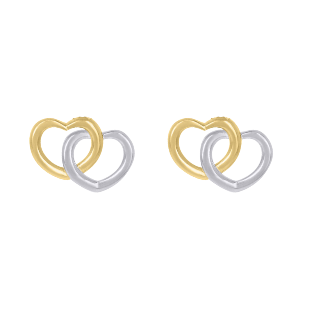 10kt Two-tone Gold Double Heart Earrings