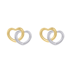 10kt Two-tone Gold Double Heart Earrings