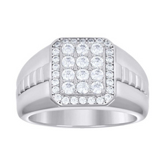 925 Sterling Silver Mens Cubic-Zirconia Octagon Head Fashion Ring Size 9