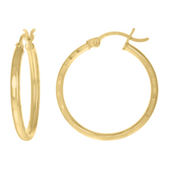 10kt Yellow Gold Womens Ultra Light Round Tube 2mm Hinged Hoops Huggie