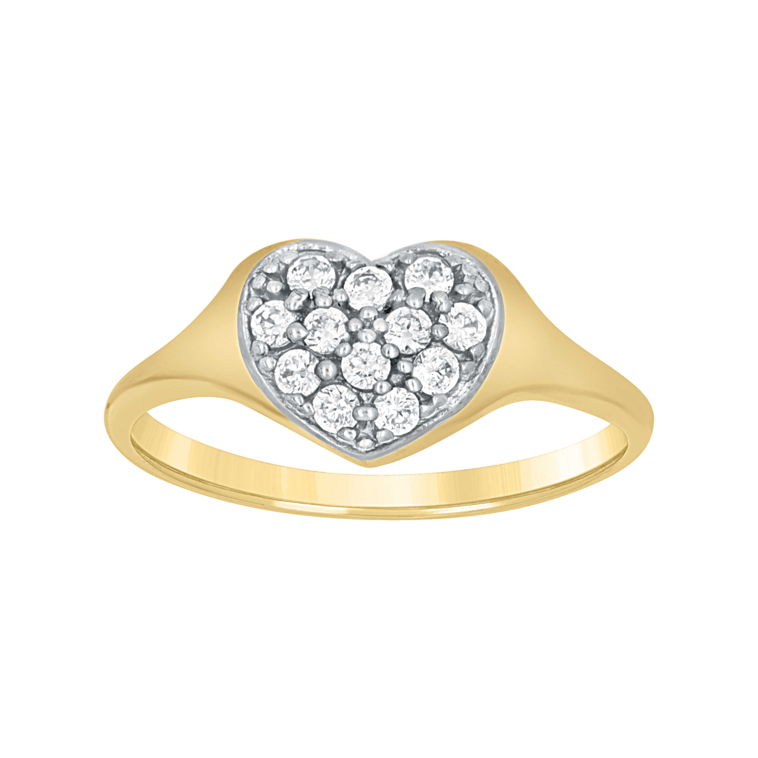 10kt Gold Womens Two-Tone CZ Heart Band Ring