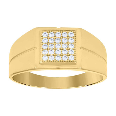 10kt Gold Mens Cubic-Zirconia Square Head Fashion Ring
