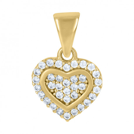 10kt Yellow Gold Womens Cubic-Zirconia Heart Charm Pendant 10MM