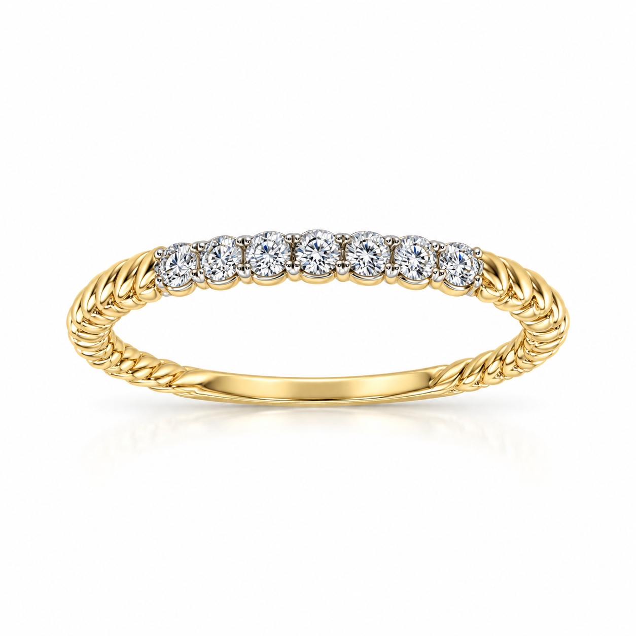 LADIES BAND 0.11CT ROUND DIAMOND 14K YELLOW GOLD