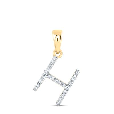 10K YELLOW GOLD ROUND DIAMOND INITIAL H LETTER PENDANT 0.10 CTTW