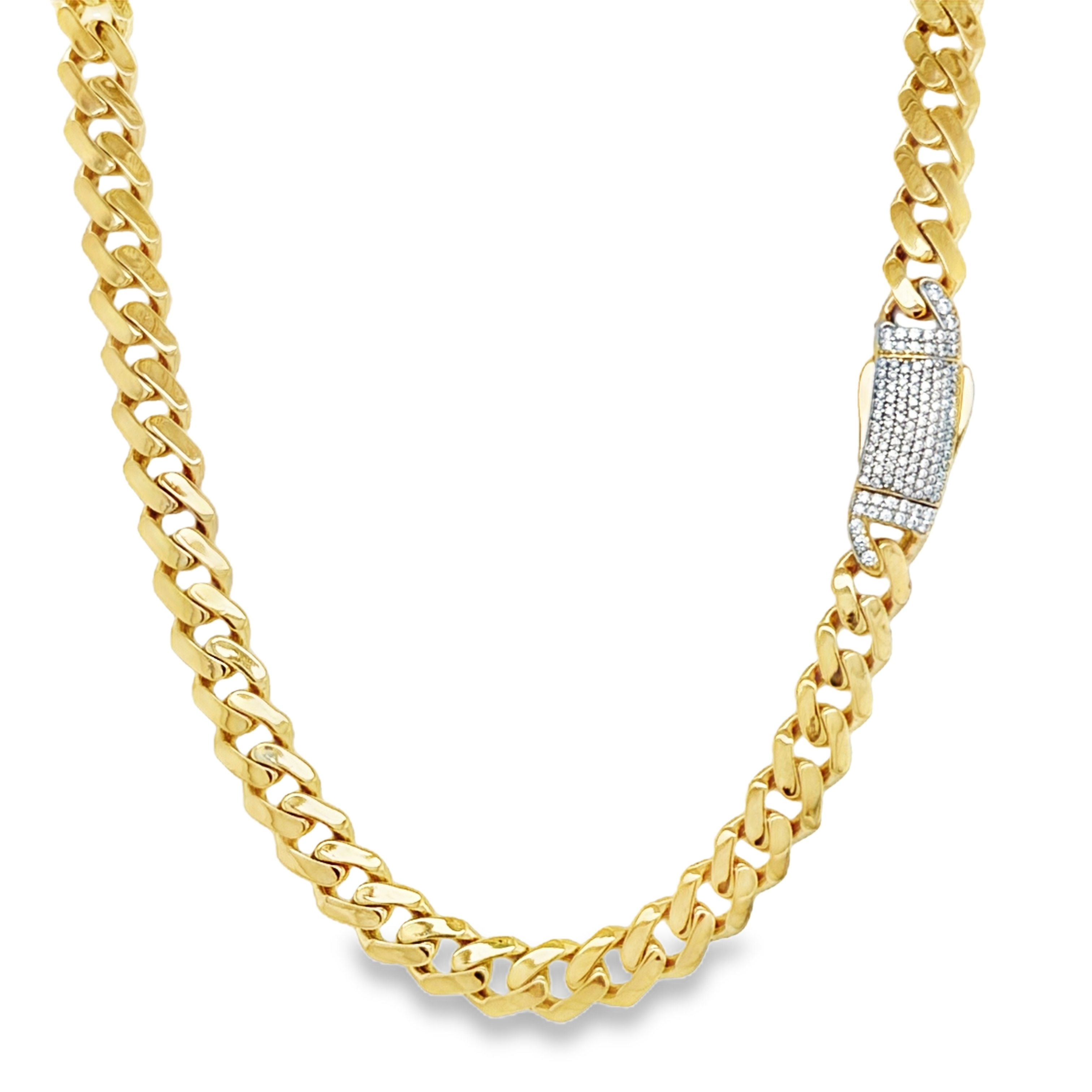 10KT Yellow Gold 7mm Miami Cuban Monaco Chain 24