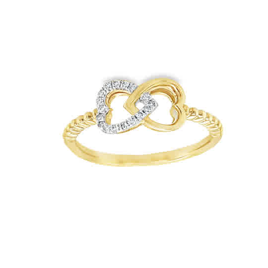 10KT YELLOW GOLD 0.10CT DIAMOND HEART RING