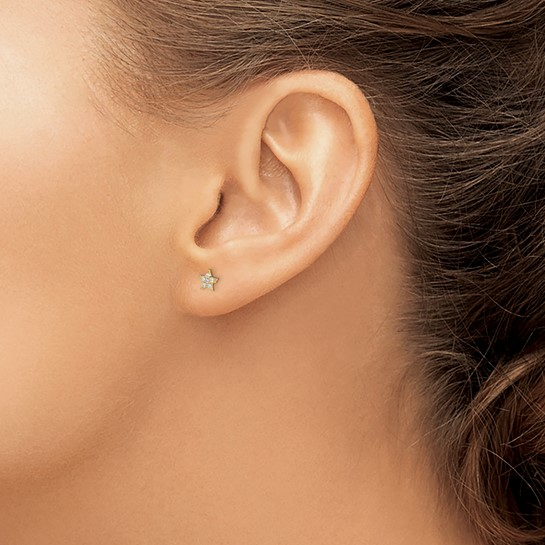 14KT Gold Star CZ Earrings with Push Back