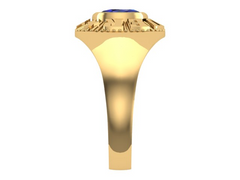 10KT Yellow Gold Kinder Spirit Plain Graduation Ring Blue Stone Size 5