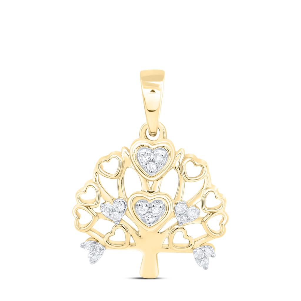 10KT GOLD 1/20CTW NATURAL DIAMOND TREE HEART PENDANT