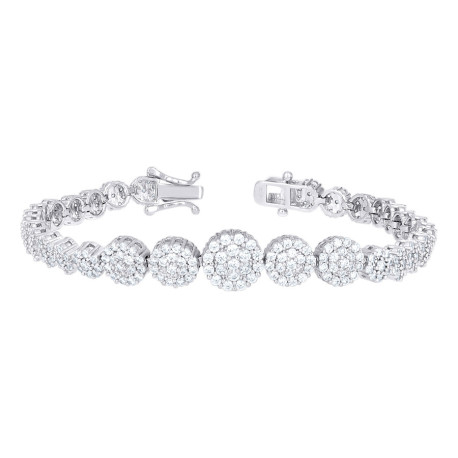 925 Sterling Silver Womens Cubic-Zirconia Fashion Link Bracelet 7 Inch